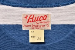 T-Shirts-Buco Stripe Tee L/S 312 White X Blue