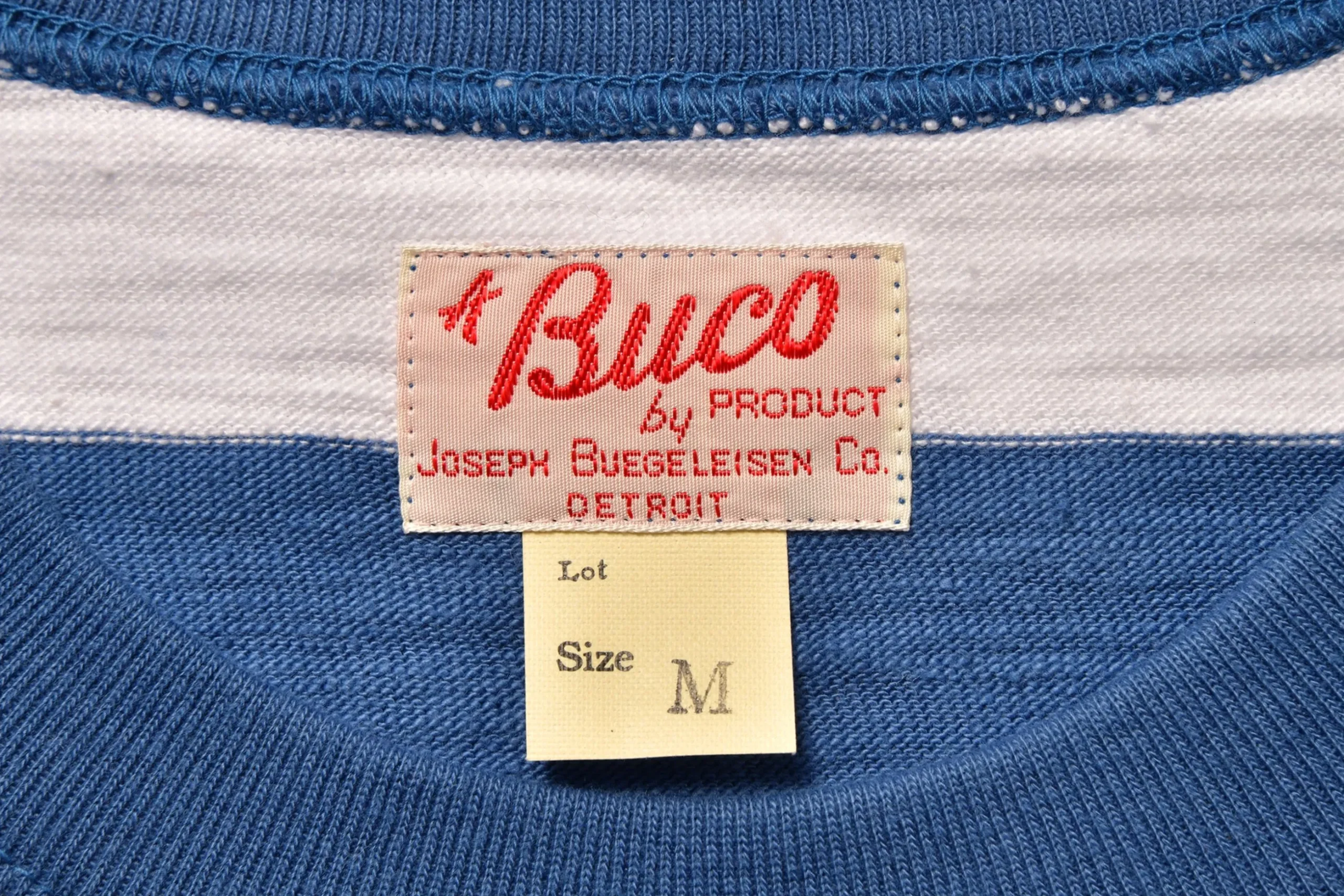 T-Shirts-Buco Stripe Tee L/S 312 White X Blue