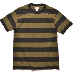 T-Shirts-Buco Stripe Tee S/S 150 Olive