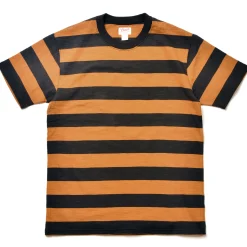 T-Shirts-Buco Stripe Tee S/S 306 Black X Mustard