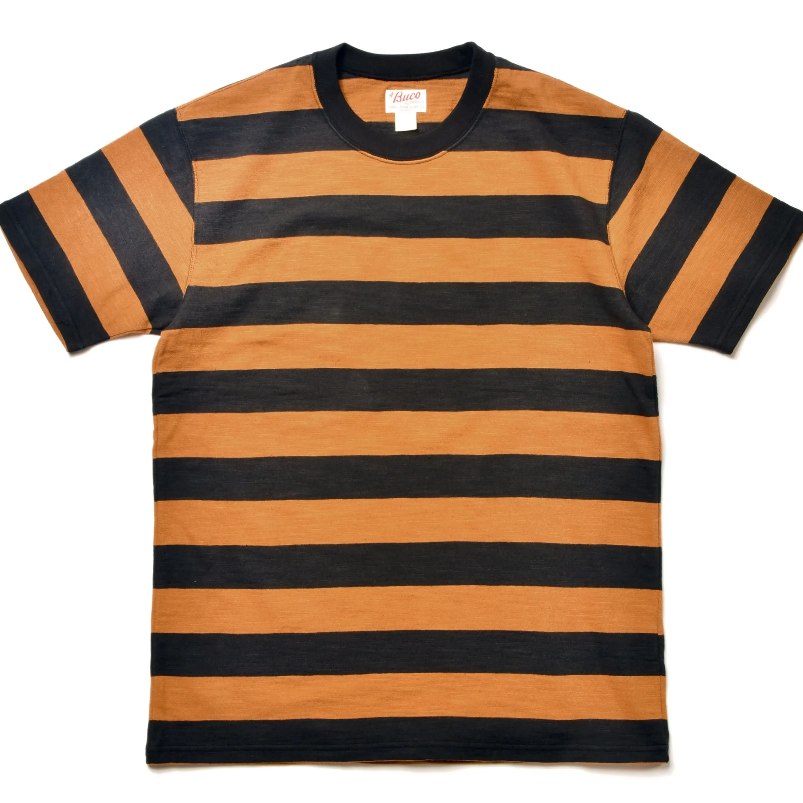 T-Shirts-Buco Stripe Tee S/S 306 Black X Mustard