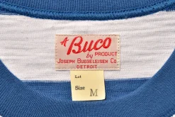 T-Shirts-Buco Stripe Tee S/S 312 White X Blue