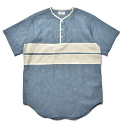 Shirts-Joe McCoy Chambray Pullover Stripe Summer Shirt 123 Light Blue