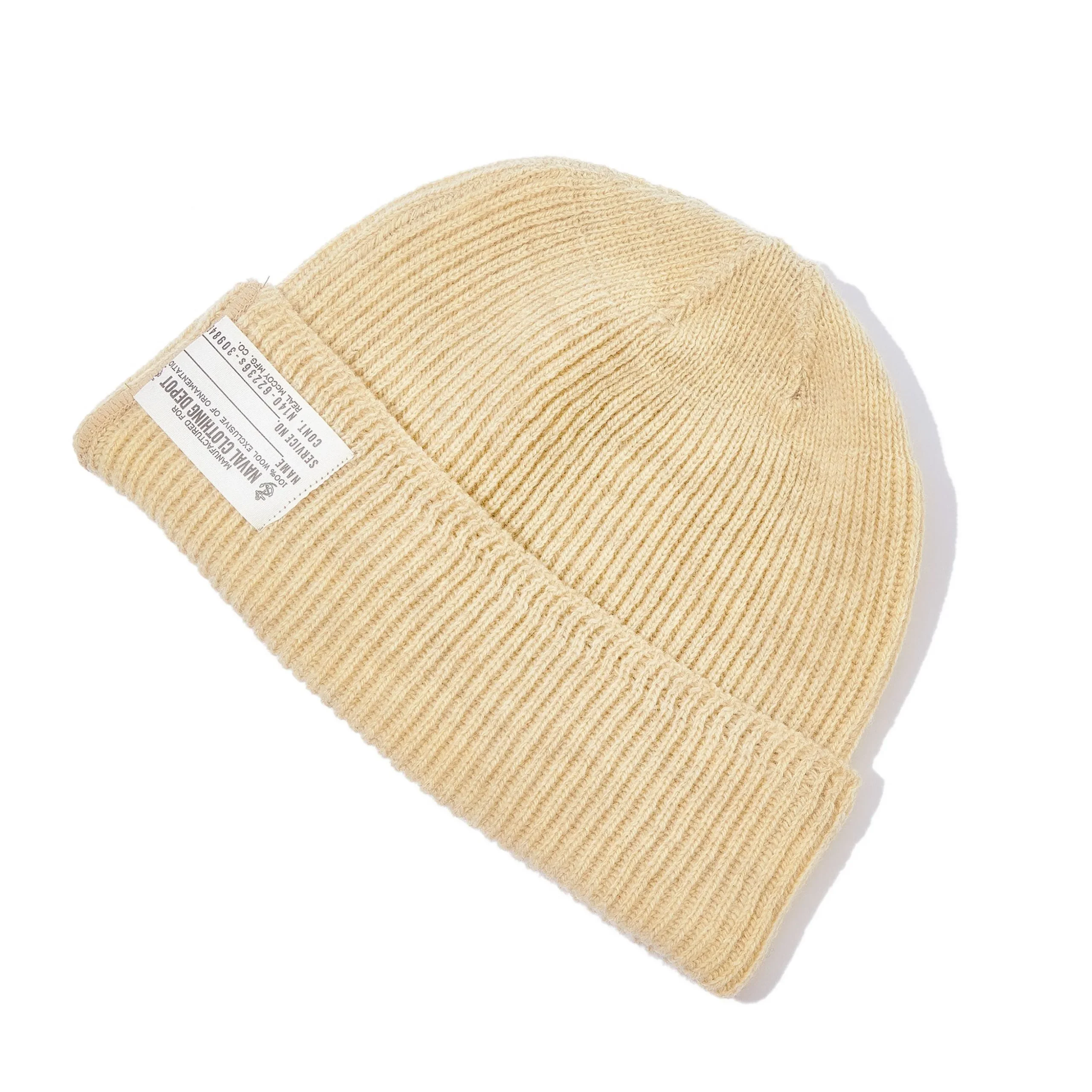 Hats-The Real McCoy's Civilian Wool Watch Cap Ecru