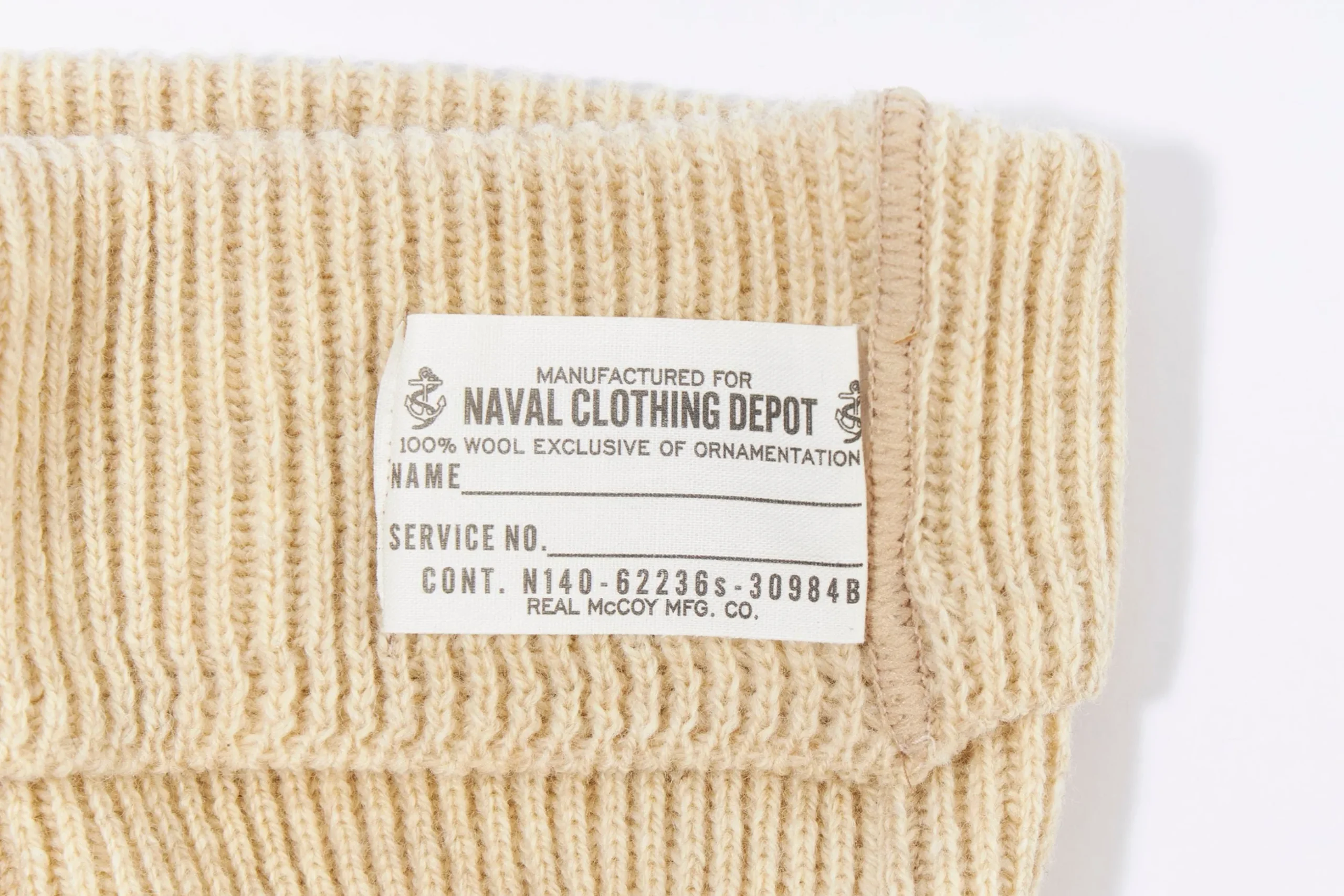 Hats-The Real McCoy's Civilian Wool Watch Cap Ecru