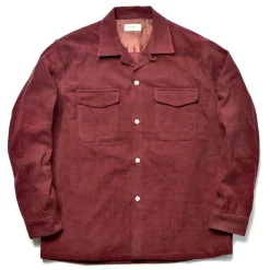 Shirts-Joe McCoy Corduroy Open Collar Shirt 100 Burgundy