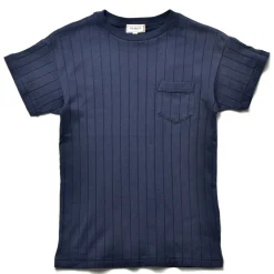 T-Shirts-Joe McCoy Cotton Ribbed Pocket Tee 140 Navy