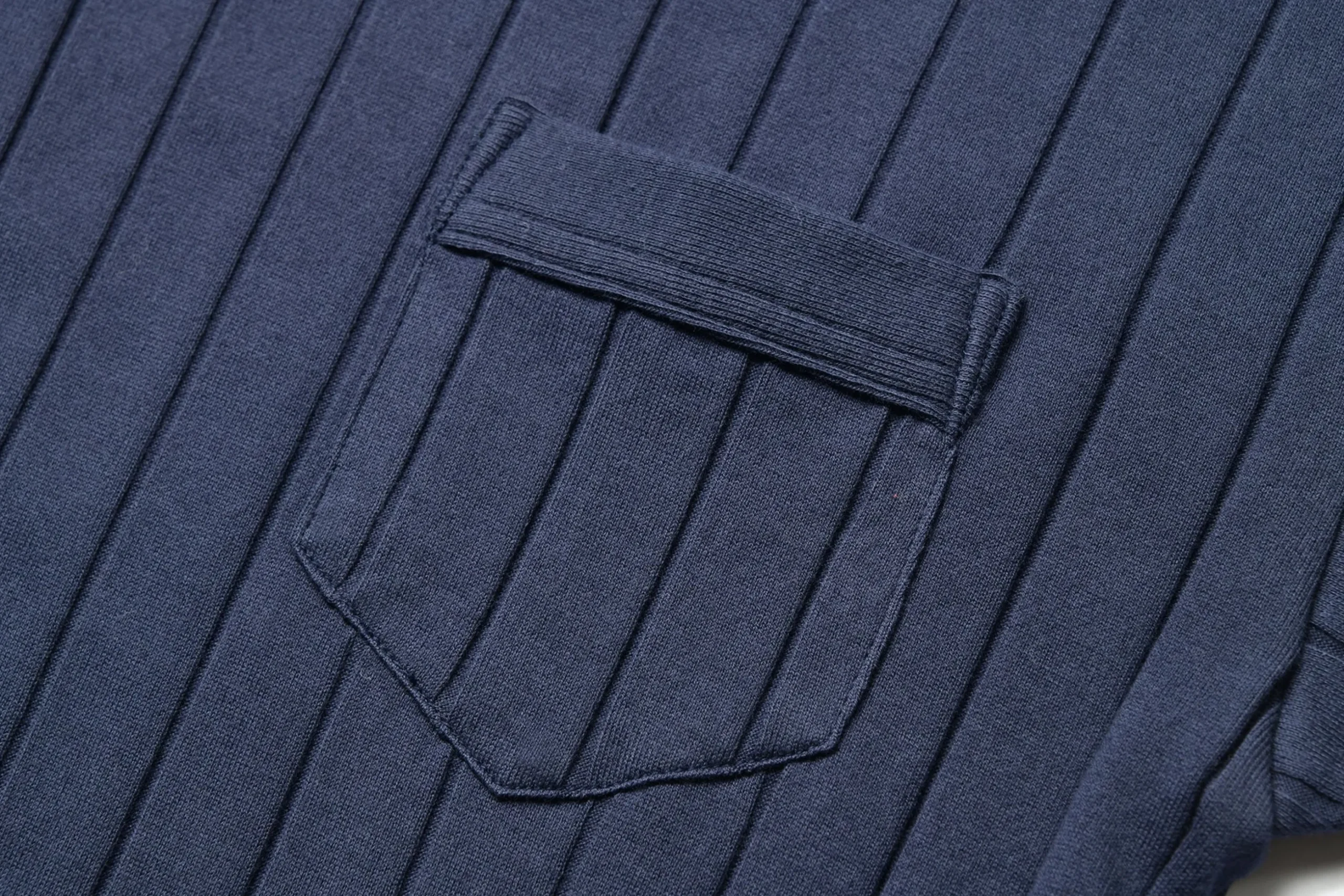 T-Shirts-Joe McCoy Cotton Ribbed Pocket Tee 140 Navy
