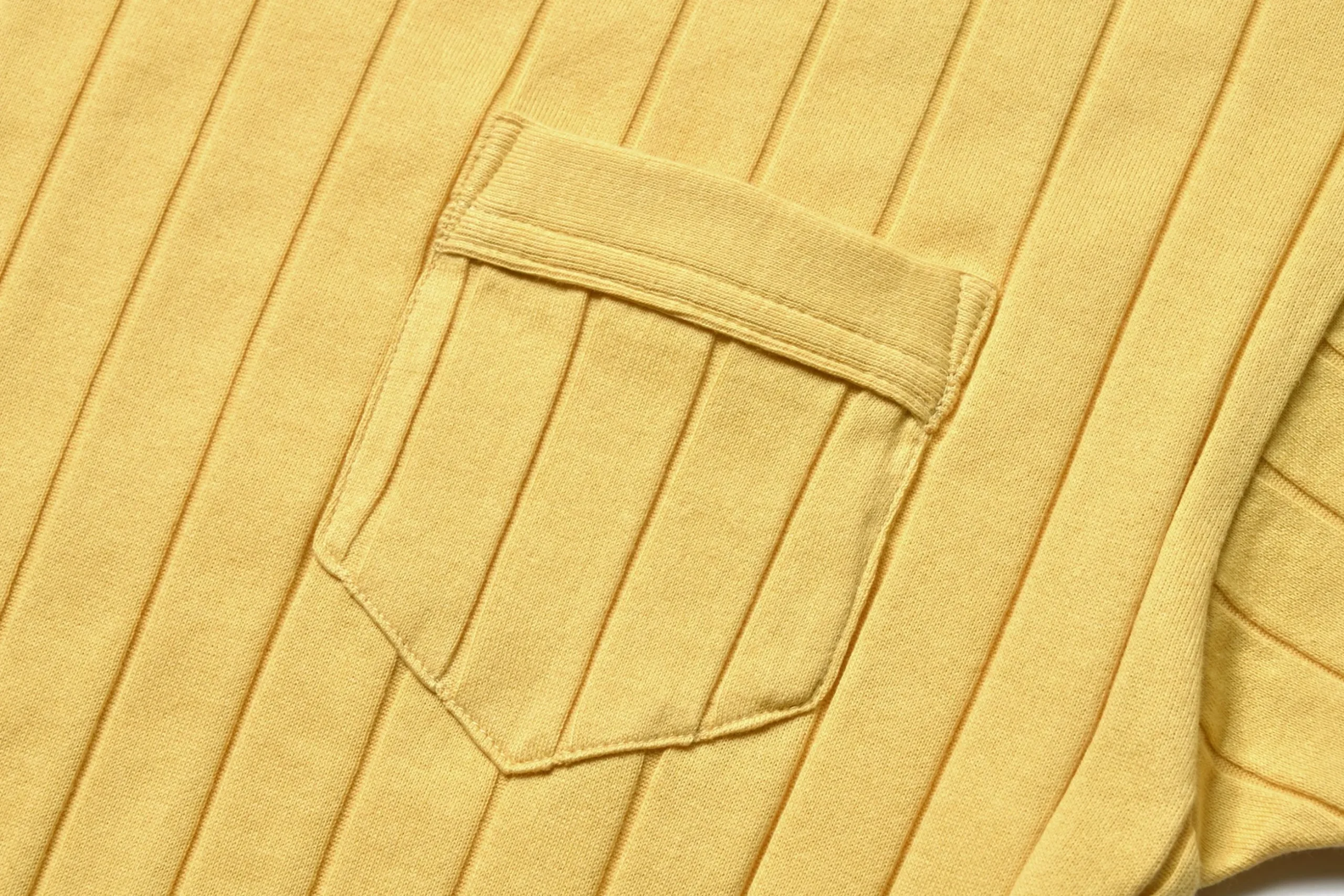 T-Shirts-Joe McCoy Cotton Ribbed Pocket Tee 062 Lemon