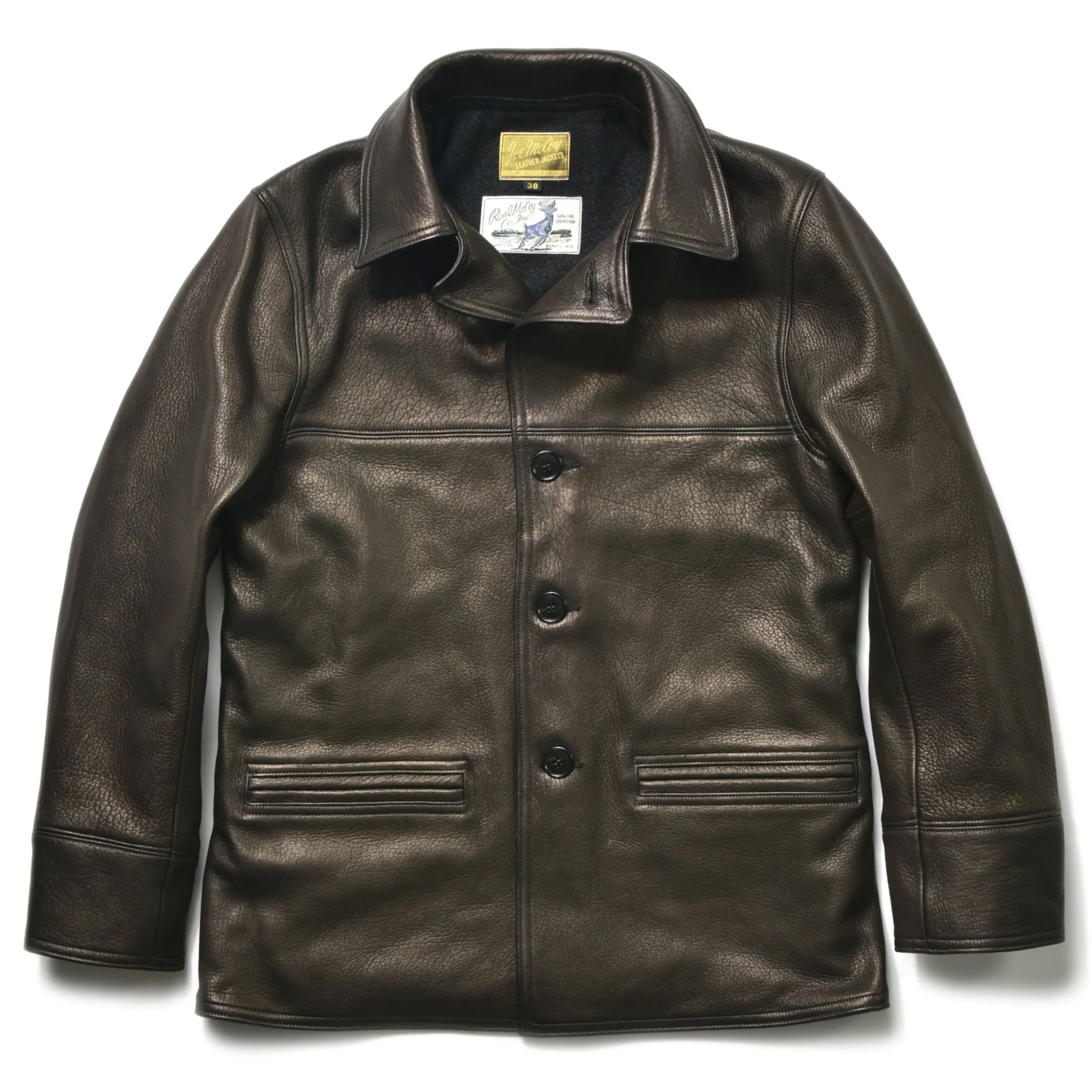 Leather-Joe McCoy Deerskin Car Coat 030 Black