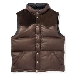 Vests-Joe McCoy Deerskin Down Vest Brown