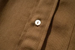 Shirts-Joe McCoy Double Diamond Band Collar Sateen Shirt Khaki