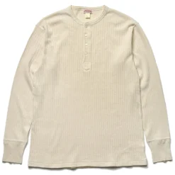 Thermal Shirts-Joe McCoy Double Diamond Eyelet Henley Undershirt 012 Ecru