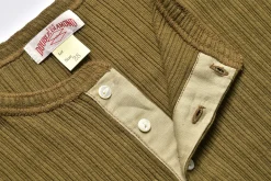Thermal Shirts-Joe McCoy Double Diamond Eyelet Henley Undershirt 040 Khaki