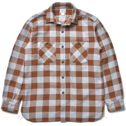 Shirts-Joe McCoy 8Hu Buffalo Check Flannel Shirt 311 Saxe Brown
