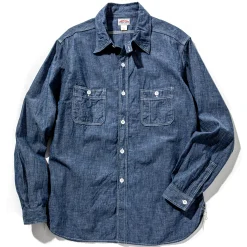 Shirts-Joe McCoy 8Hu Chambray Serviceman Shirt 120 Blue
