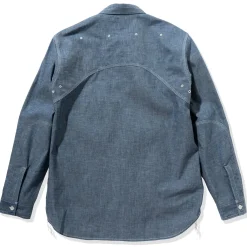 Shirts-Joe McCoy 8Hu Heavy Duty Chambray Work Shirt Light Blue