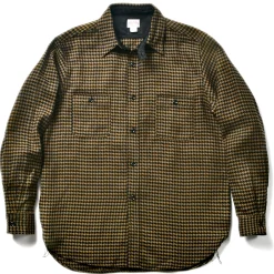 Shirts-Joe McCoy 8Hu Houndstooth Flannel Shirt Mustard