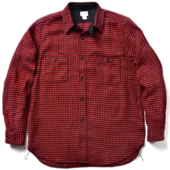 Shirts-Joe McCoy 8Hu Houndstooth Flannel Shirt Red