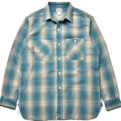 Shirts-Joe McCoy 8Hu Ombre Check Summer Flannel Shirt 112 Turquoise