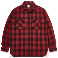 Shirts-Joe McCoy 8Hu Twisted-Yarn Buffalo Check Flannel Shirt Red/Black