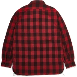 Shirts-Joe McCoy 8Hu Twisted-Yarn Buffalo Check Flannel Shirt Red/Black