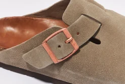 Footwear-Joe McCoy Leather Foot-Support Clogs 044 Taupe