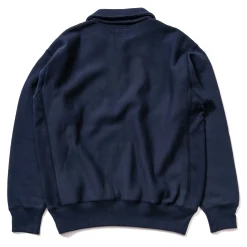 Sweatshirts-The Real McCoy's Military 1/4 Zip Sweatshirt / Plain Navy