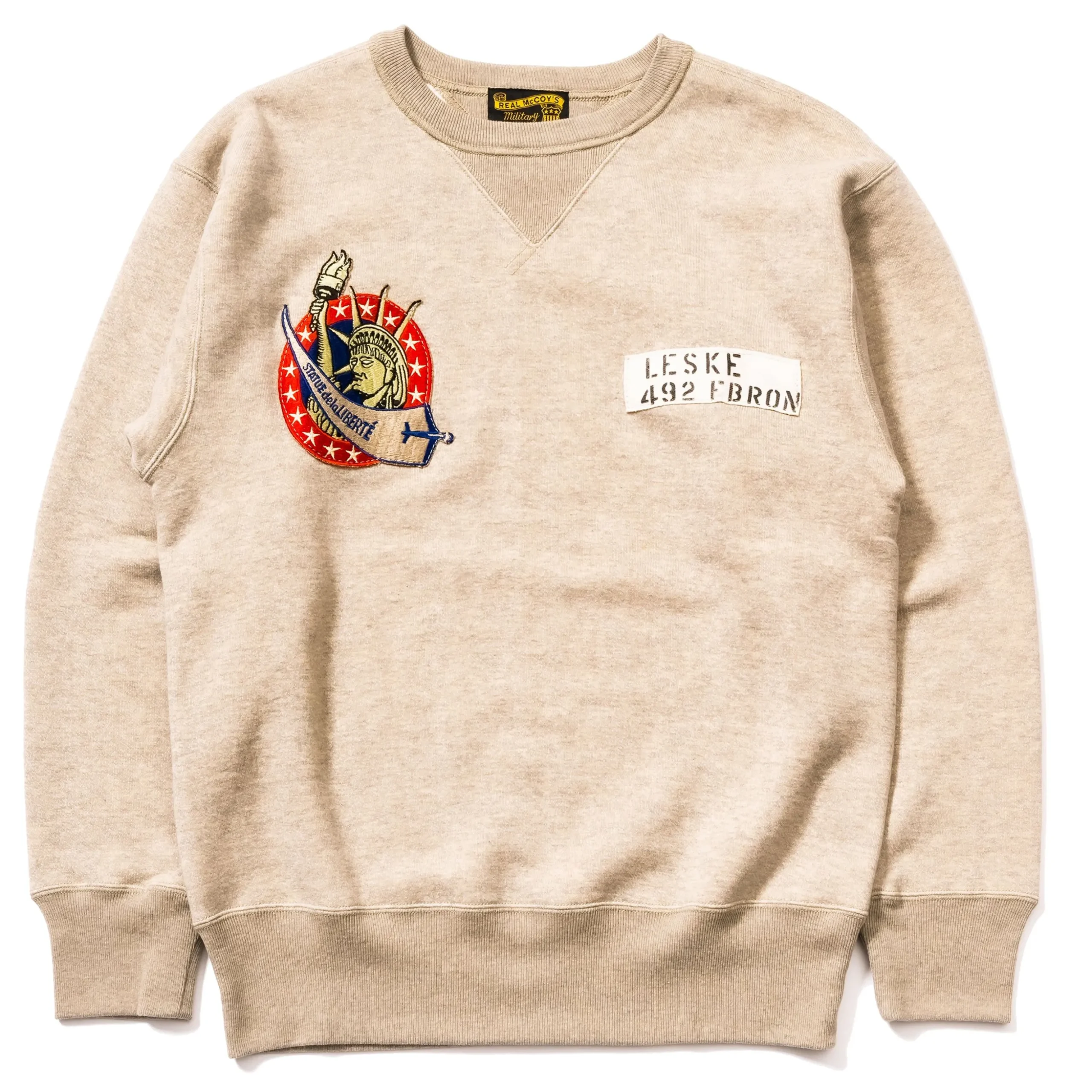 Sweatshirts-The Real McCoy's Military Print Sweatshirt / Statue De La Liberte 013 Oatmeal