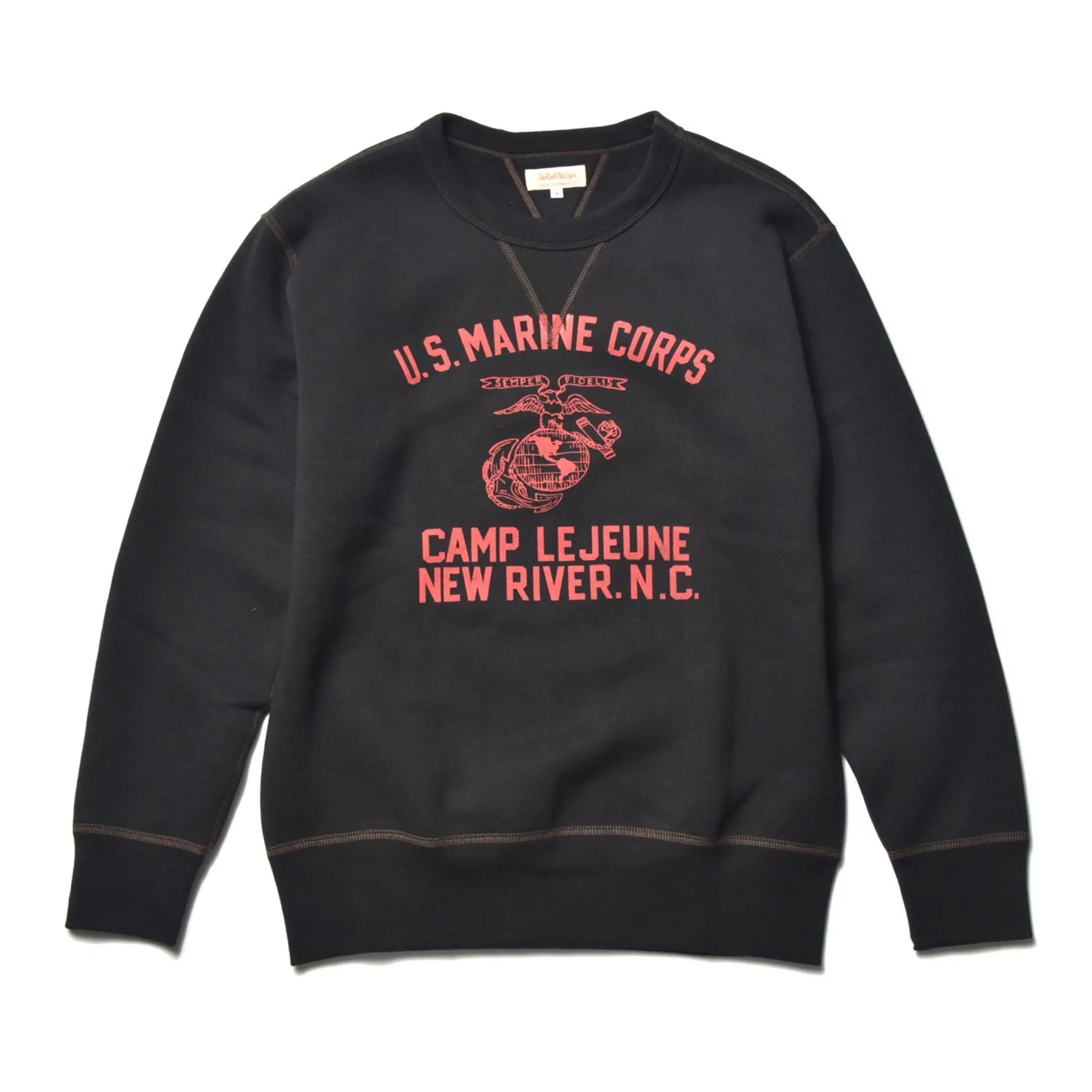 Sweatshirts-The Real McCoy's Military Print Sweatshirt / Usmc Camp Lejeune Black