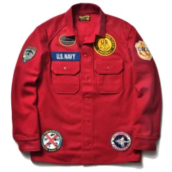 Shirts-The Real McCoy's Military Souvenir Wool Shirt / U.S. Navy Red