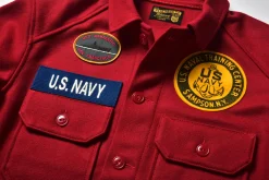 Shirts-The Real McCoy's Military Souvenir Wool Shirt / U.S. Navy Red