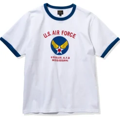 T-Shirts-The Real McCoy's Military Tee / Keesler A.F.B. White/Blue