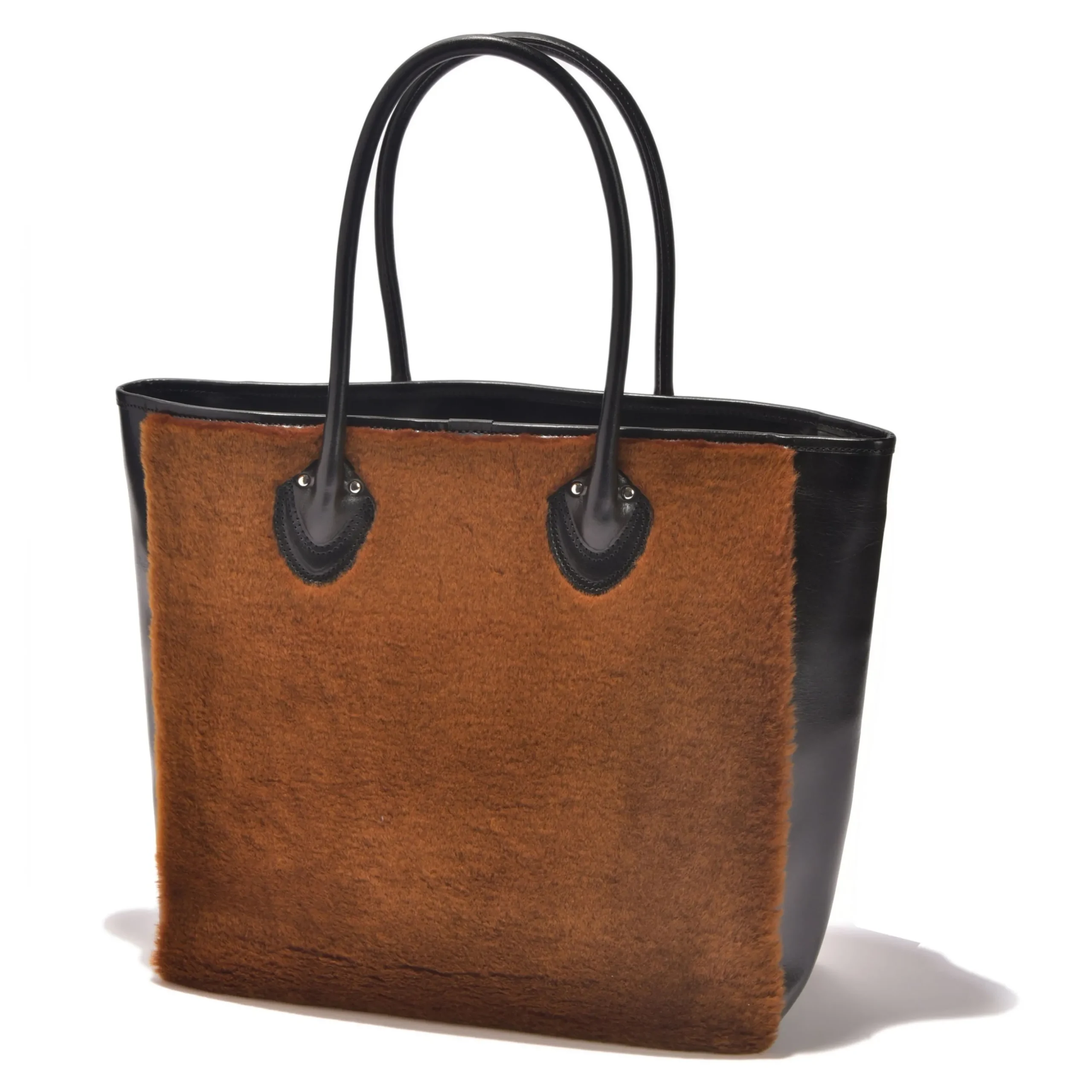 Bags-Joe McCoy Mouton Leather Tote Bag / Brown 305 Black/ Brown