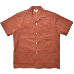 Shirts-Joe McCoy Open Collar Resort S/S Shirt / Summer Corduroy 081 Salmon