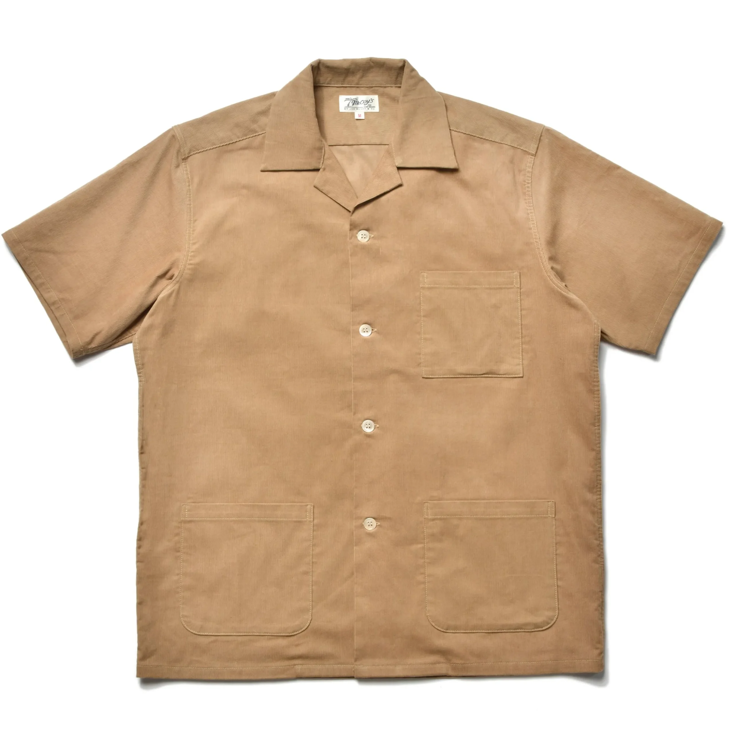 Shirts-Joe McCoy Open Collar Resort S/S Shirt / Summer Corduroy 041 Beige