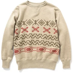 Sweatshirts-Joe McCoy Printed Native Pattern Sweatshirt Oatmeal