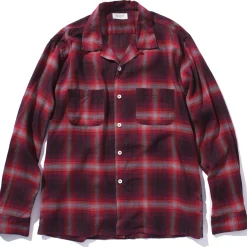 Shirts-Joe McCoy Shadow Check Rayon Shirt Crimson