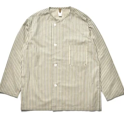 Shirts-The Real McCoy's Ticking Stripe Pajama Shirt 012 Ecru