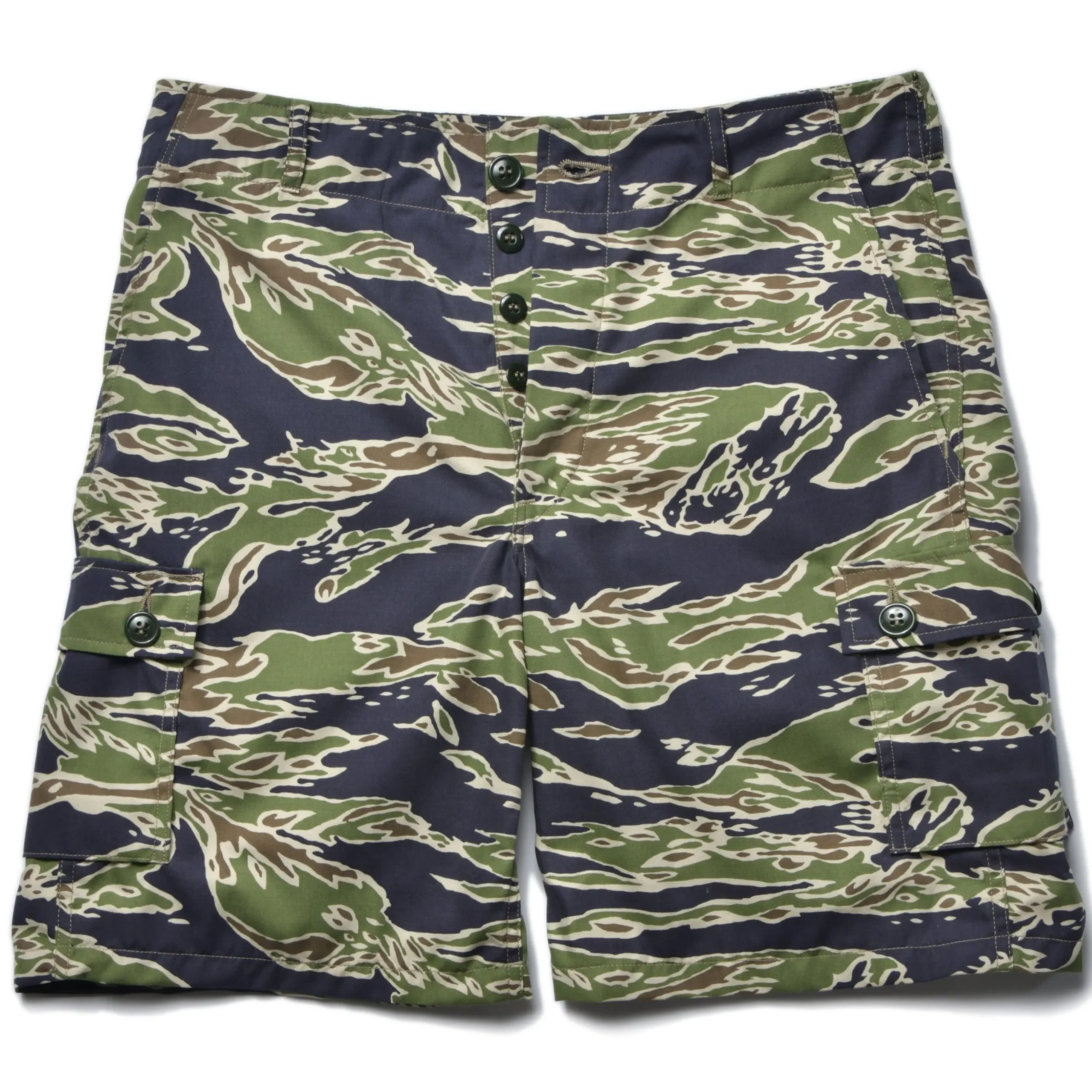 Shorts-The Real McCoy's Tiger Camouflage Civilian Shorts / Late War 160 Green