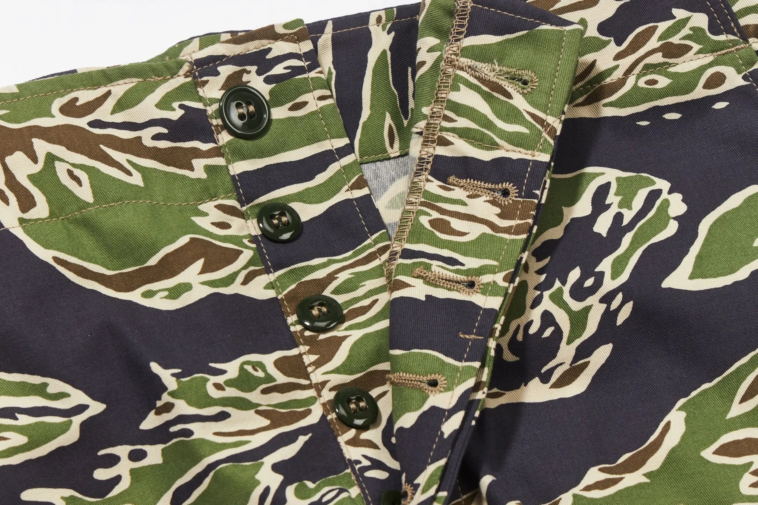 Pants-The Real McCoy's Tiger Camouflage Trousers / Late War 160 Green