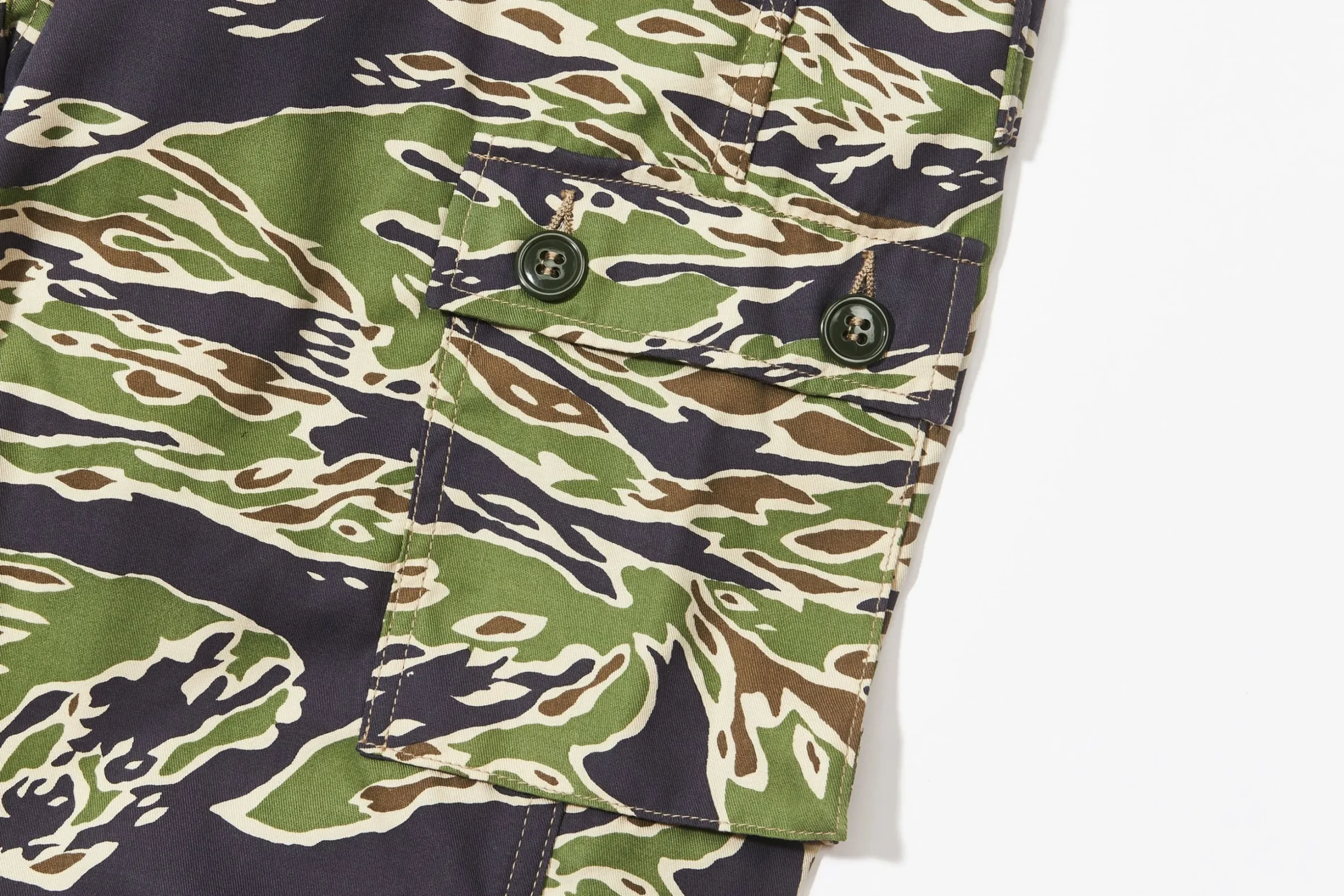 Pants-The Real McCoy's Tiger Camouflage Trousers / Late War 160 Green