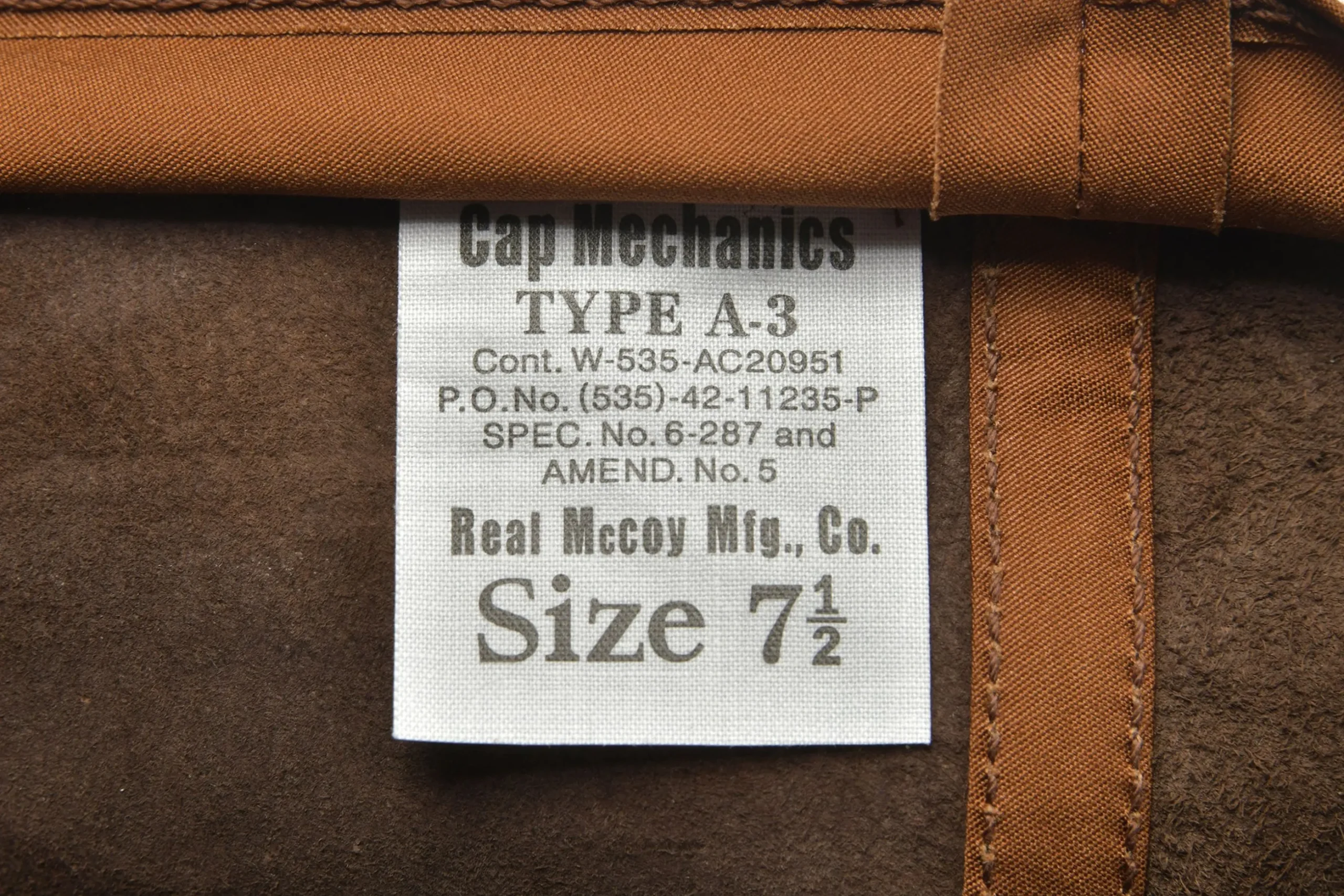 Hats-The Real McCoy's Type A-3 Cap / Horsehide 051 Seal Brown