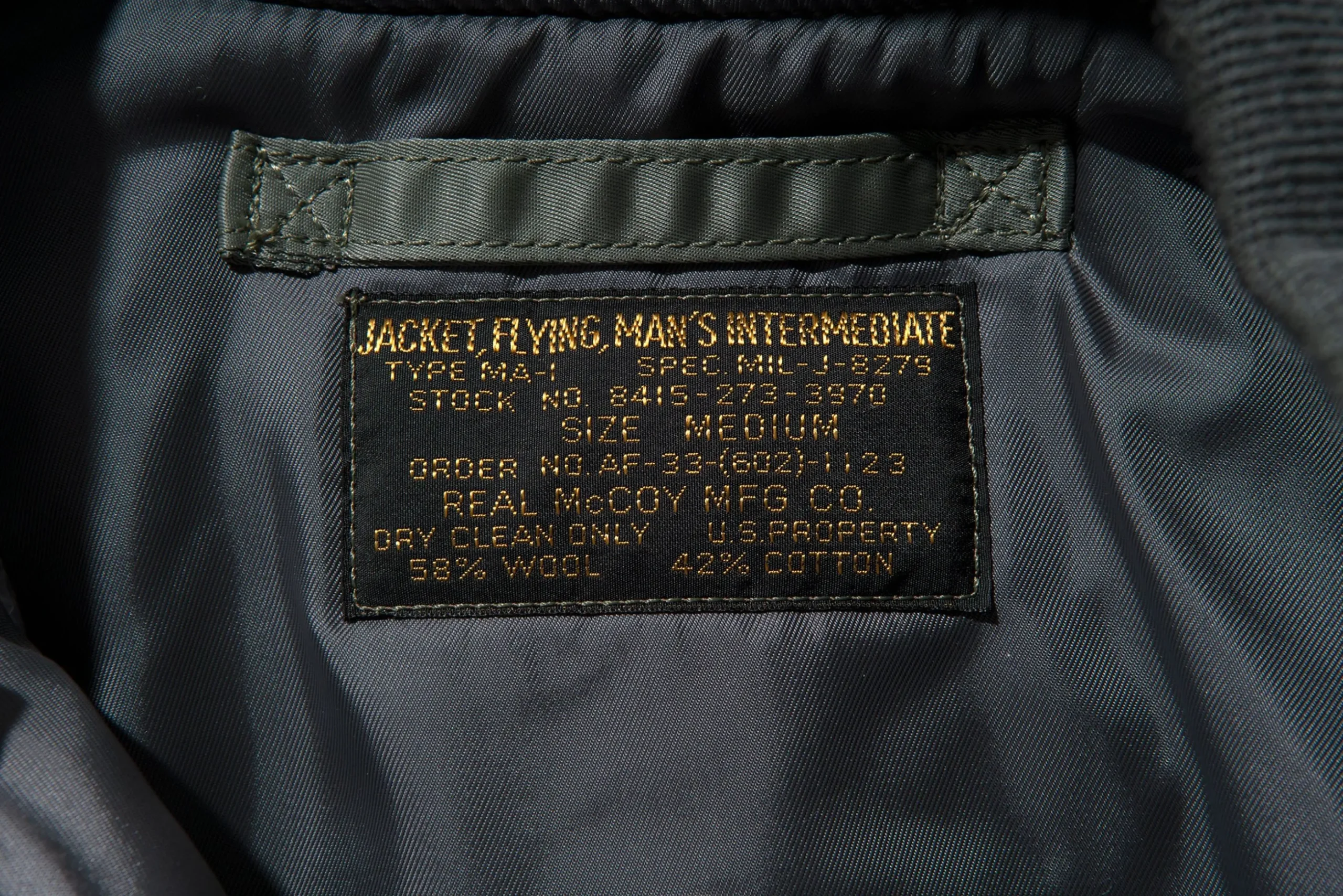 Military-The Real McCoy's Type Ma-1 / Laosian Highway Patrol Olive
