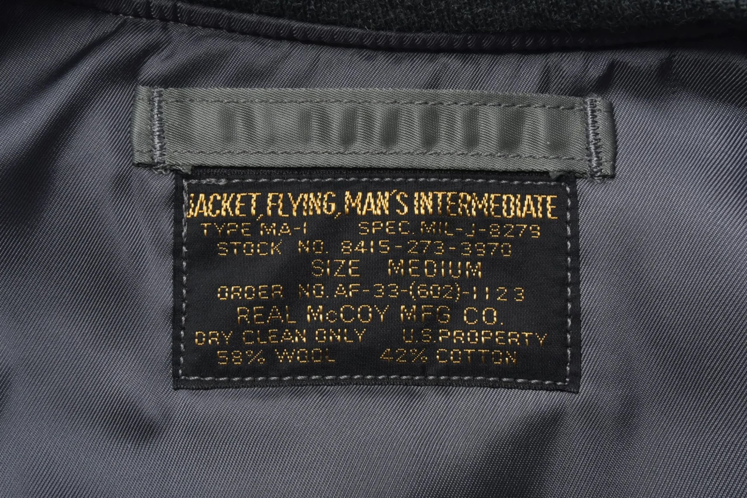 Military-The Real McCoy's Type Ma-1 Real Mccoy Mfg. Co. / Decal Sage Green