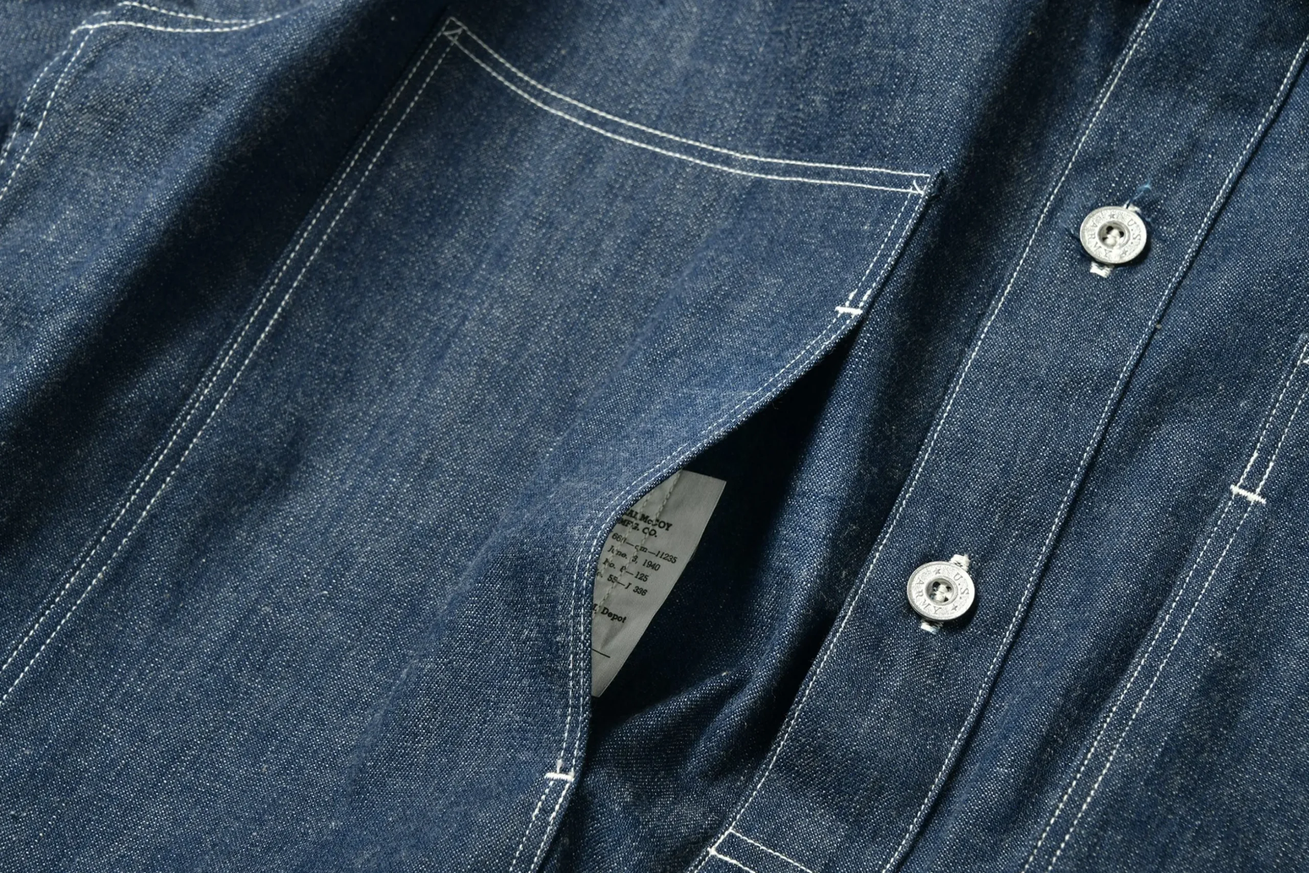 Military-The Real McCoy's Uniform, Work, Blue Denim 141 Indigo
