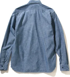 Shirts-The Real McCoy's U.S.N. Chambray Shirt L/S (Stencil) 120 Blue (Stencil)