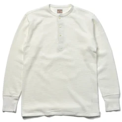Thermal Shirts-Joe McCoy Western Cardigan Stitch Henley Shirt 010 White