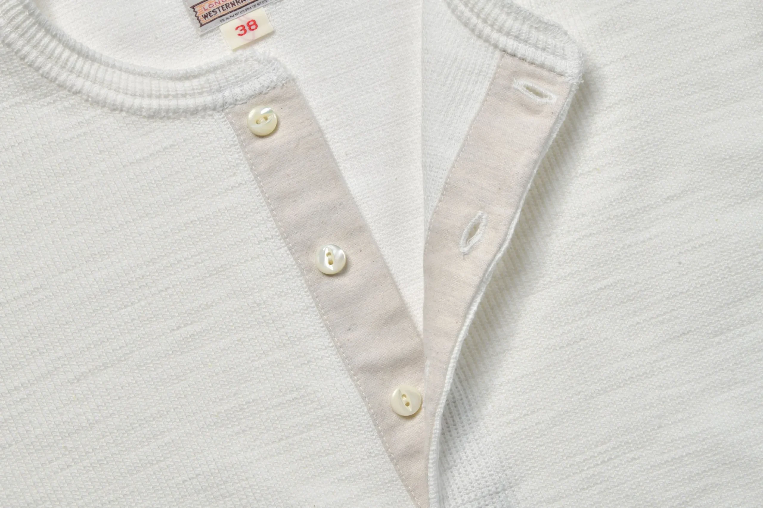 Thermal Shirts-Joe McCoy Western Cardigan Stitch Henley Shirt 010 White