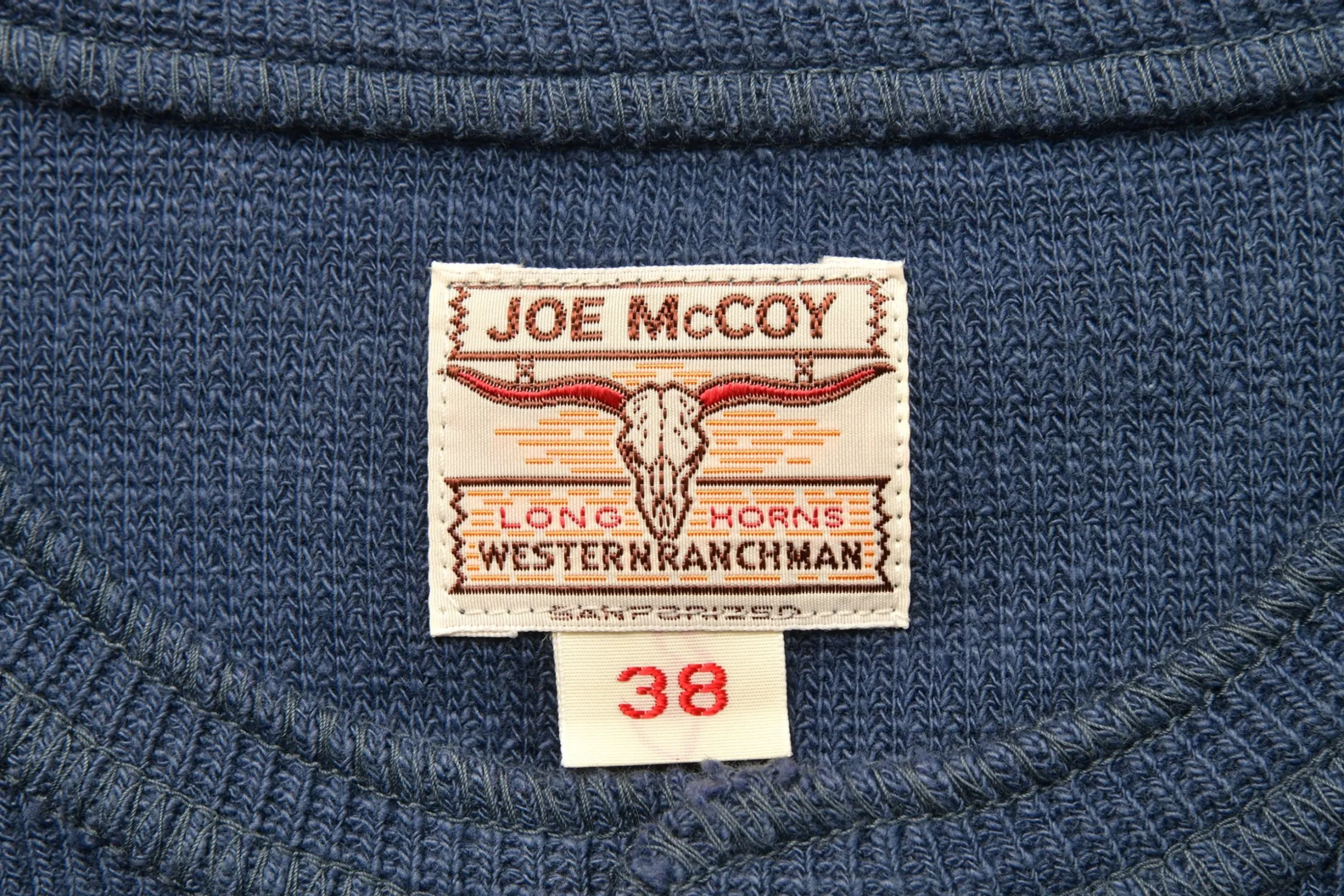Thermal Shirts-Joe McCoy Western Cardigan Stitch Henley Shirt 125 Cobalt